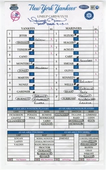 2011 Mariano Rivera Signed 600th Save Lineup Card (MLB Authenticated)